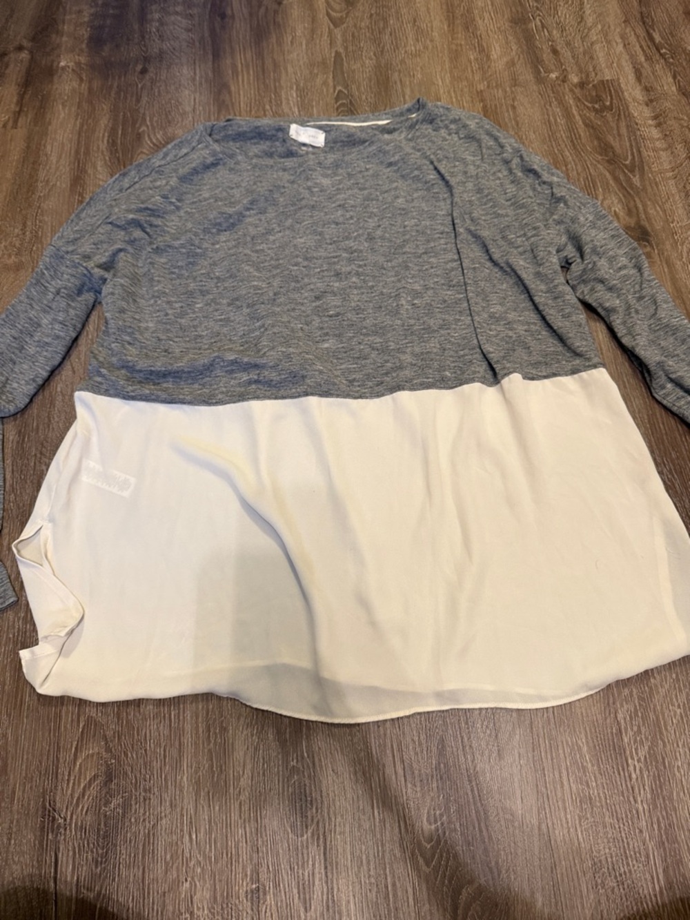 Lou & Grey Gray Knit and Cream Layered Tunic